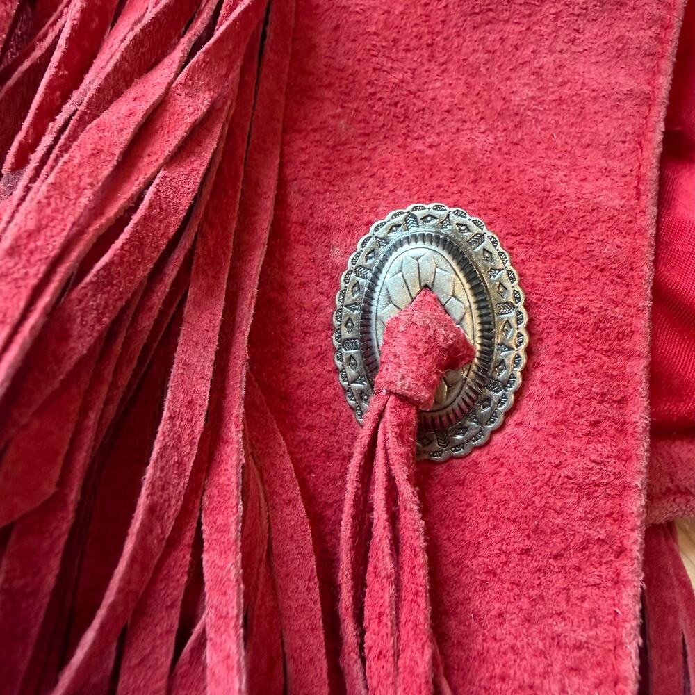 Vintage Scully Red Suede Leather Fringe Jacket Western Concho Women’s - Picture 5 of 12